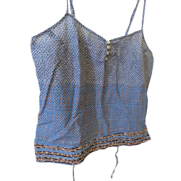 Vintage Y2K American Eagle Cami Top w Buttons & Tie Blue Polka Dot Abstract XS - Picture 2 of 6